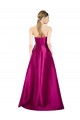 Sleeveless V-Neck Long Satin Prom Dress with Bow Waist Clearance