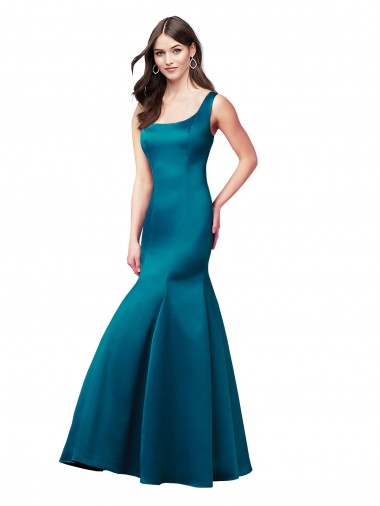 Long Sleek Satin Prom Dress with U-Back Clearance
