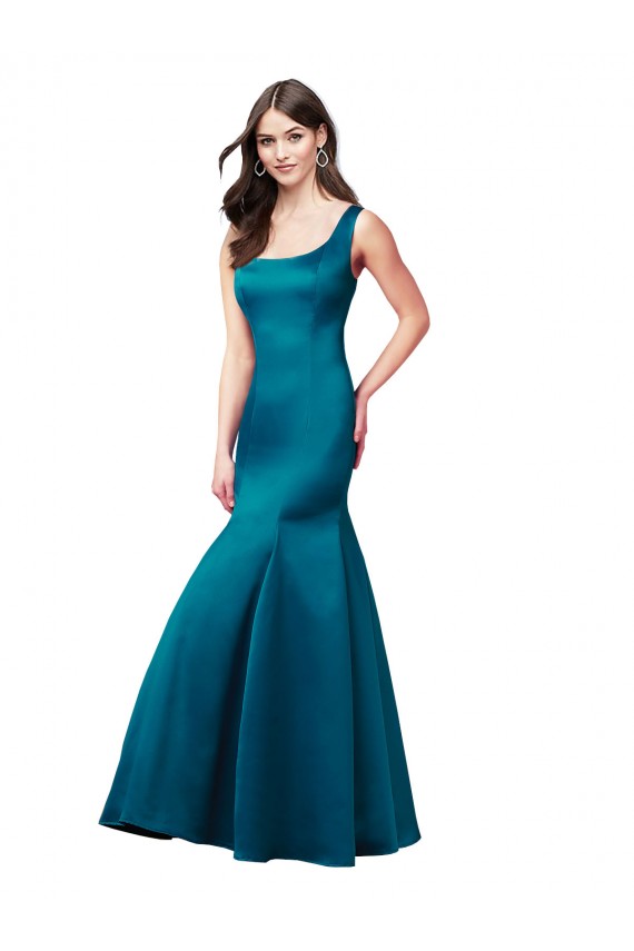 Long Sleek Satin Prom Dress with U-Back Clearance