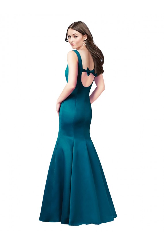 Long Sleek Satin Prom Dress with U-Back Clearance