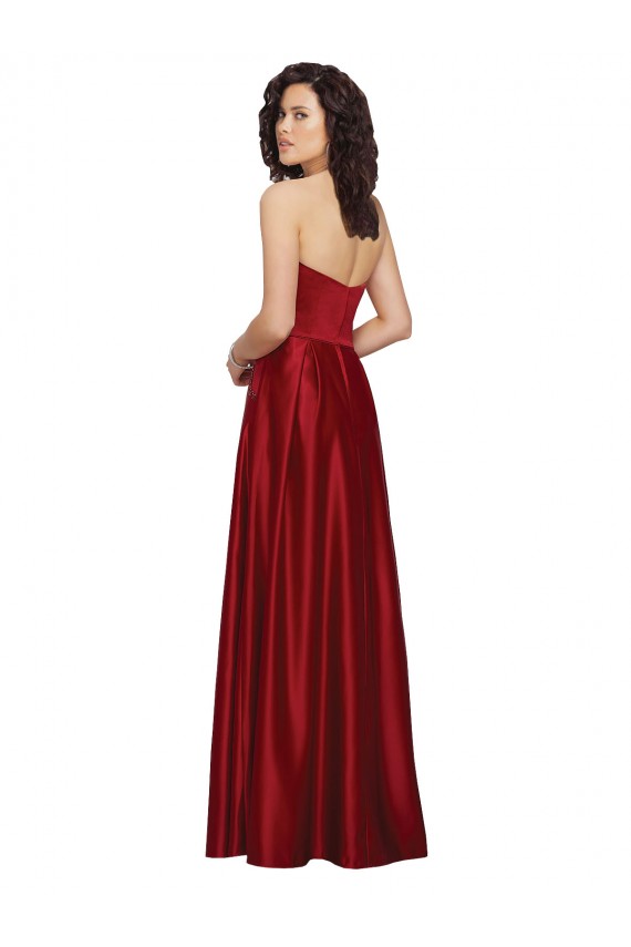 Strapless Satin Prom Dress with Beaded Pocket and Soft Pleating Clearance