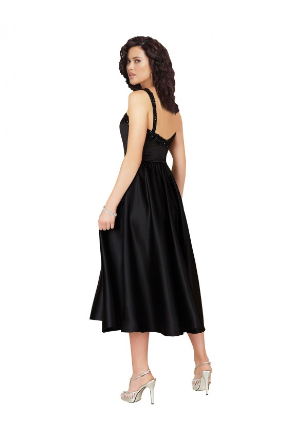 Short Square Neck Satin Cocktail Prom Dress / Homecoming Dress with Beading Clearance