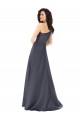 Rouched One Shoulder Floor Length Satin Prom Dress with Bow Clearance