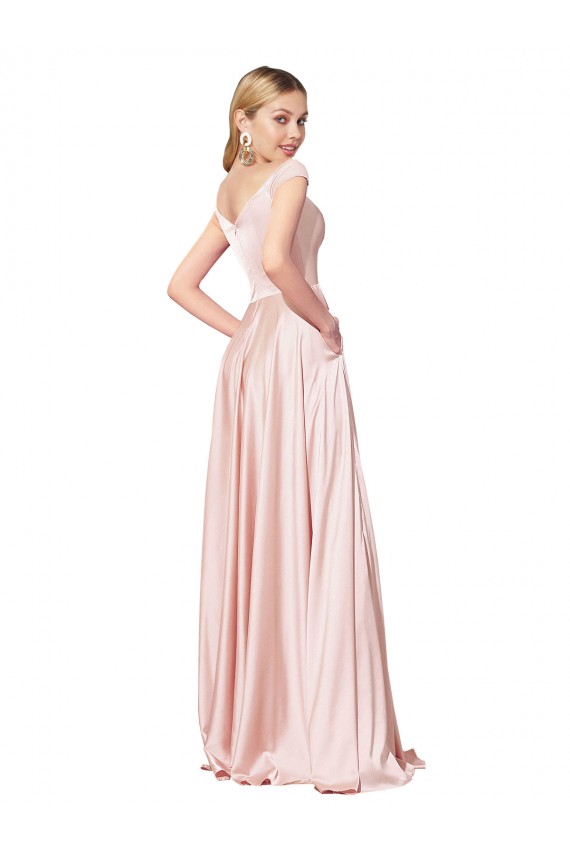 A-Line Off the Shoulder Sweetheart Satin Prom Dress Clearance