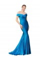 Off the Shoulder Long Chapel Train Satin Prom Dress Clearance