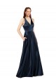 Long Satin Prom Dress with Halter Neckline Clearance
