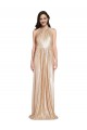 Floor Length Halter Neck Sparkling Sequin Prom Dress with Pleats Clearance