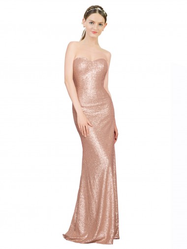 Sweetheart Full Length Long Sequin Prom Dress Clearance