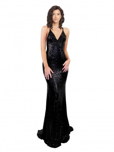 Sleek Fishtail Shaped Open Back Sequin Prom Dress Clearance