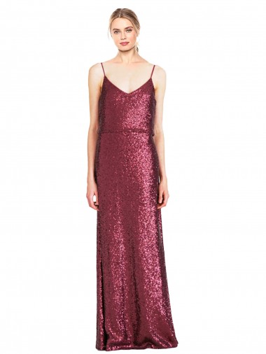 High Neck Halter Long Slim Sequin Prom Dress with V-Neck and Blouson Bodice Clearance