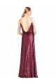 High Neck Halter Long Slim Sequin Prom Dress with V-Neck and Blouson Bodice Clearance