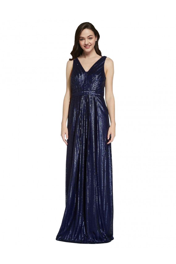 Long V-Neck Sparking Sequin Prom Dress with Low V-Back Clearance