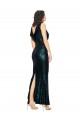V-Neck Full Length Sequin Prom Dress with Draped Back Clearance