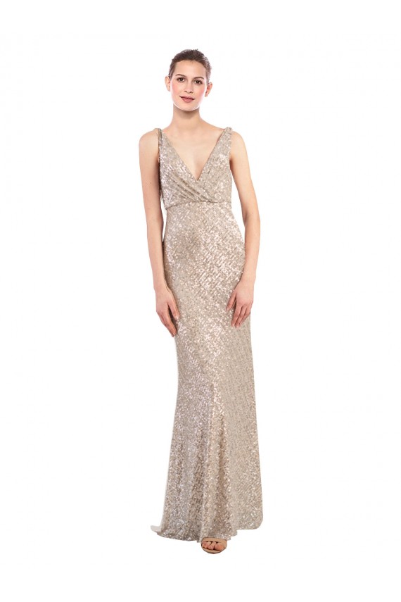 Faux Surplice V-Neck Slim Sparkling Sequin Prom Dress Clearance