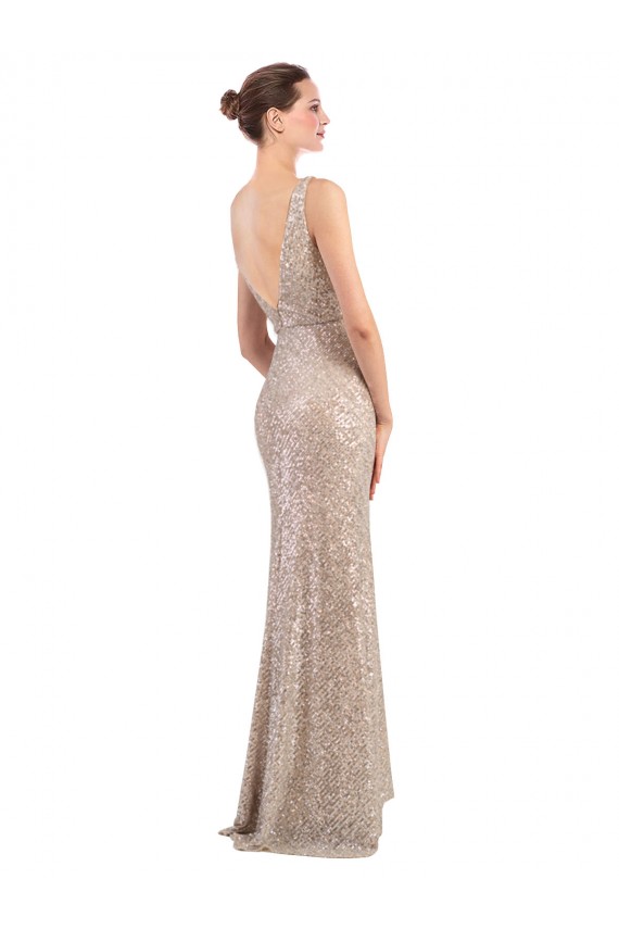 Faux Surplice V-Neck Slim Sparkling Sequin Prom Dress Clearance