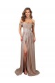 Strapless Scoop Neck Off the Shoulder Long Sequin Prom Dress with High Slit Clearance