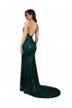 Fishtail Shaped V-Neck Open Back Long Sequin Prom Dress Clearance