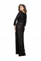 Deep V-Neckline Full Back Long Sleeves Sparkling Sequin Prom Dress with High Slit Clearance