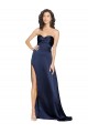 Knotted Sweetheart Silky Satin Prom Dress with High Side Split Clearance
