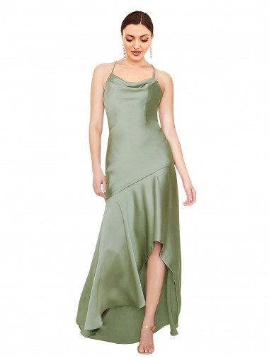 Silky Satin Prom Dress with Bias Cut Skirt Clearance