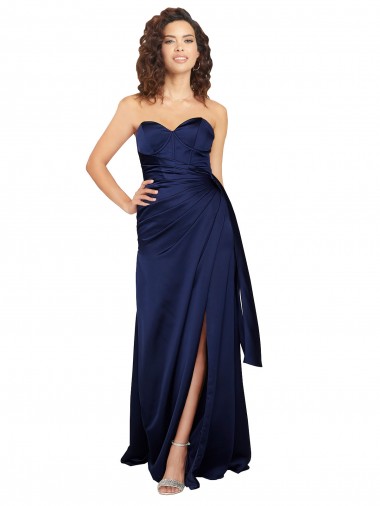 Floor Length Wrap Skirt Silky Satin Prom Dress Clearance