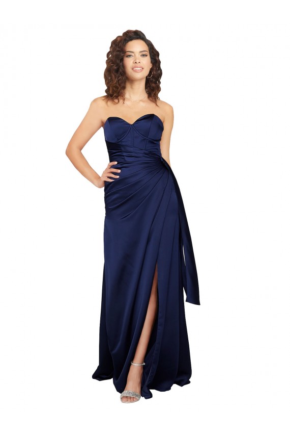 Floor Length Wrap Skirt Silky Satin Prom Dress Clearance