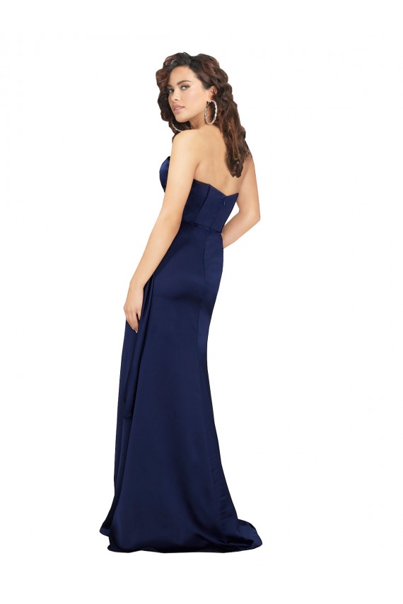 Floor Length Wrap Skirt Silky Satin Prom Dress Clearance