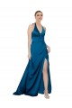 Halter Neck Silky Satin Prom Dress Clearance