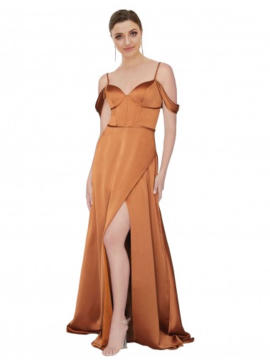 Silky Satin Prom Dress with Bustier Bodice Clearance