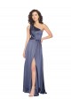 Draped Silky Satin Prom Dress with Tied Waist Clearance