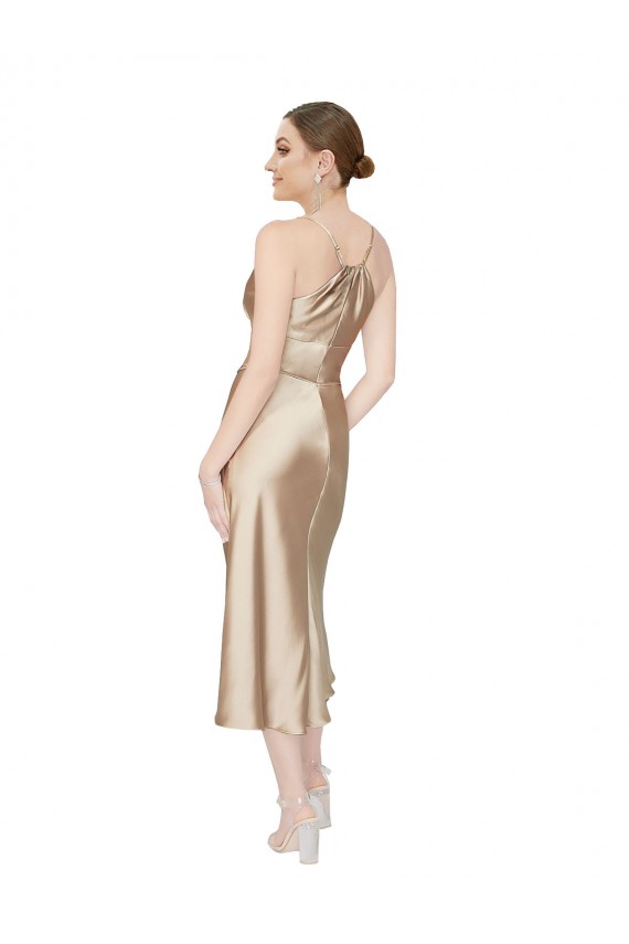Empire Waist Silky Satin Midi Length Cocktail Dress / Prom Dress Clearance