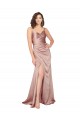 Floor Length Silky Satin Prom Dress with Front Skirt Slit Clearance
