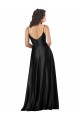 Full Length V-Neckline Silky Satin Prom Dress with Full Skirt Clearance