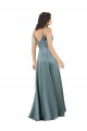 Silky Satin Floor-Length Long Prom Dress with V-Neckline Clearance