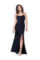 Draped Cowl Neck Silky Satin Prom Dress with Skirt Slit Clearance