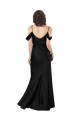 Off the Shoulder Sleeves Silky Satin Prom Dress with Skirt Slit Clearance