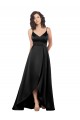 High Low V-Neckline Silky Satin Tulip Prom Dress with Wrap Skirt Clearance