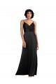 Full Length V-Neckline Silky Satin Prom Dress with Spaghetti Straps Clearance
