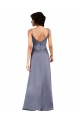 Full Length V-Neckline Silky Satin Prom Dress with Spaghetti Straps Clearance