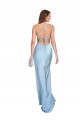 Open Back with Ties Cowl Neck Sheath Silky Satin Long Bridessmaid Dress Clearance
