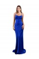 Open Back Cowl Neck Long Silky Satin Prom Dress Clearance