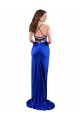 Open Back Cowl Neck Long Silky Satin Prom Dress Clearance