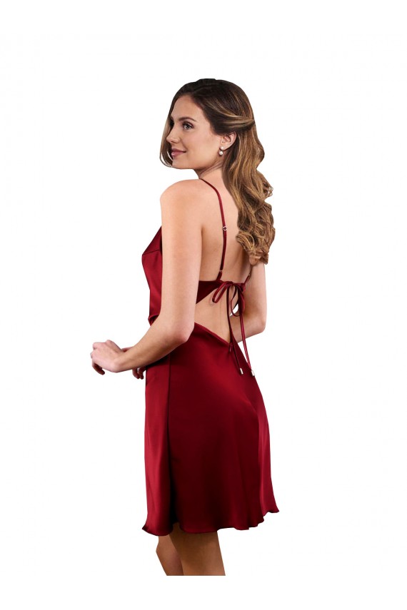 Midi Length Cowl Neck Silky Satin Short Cocktail Prom Dress / Homecoming Dress Clearance