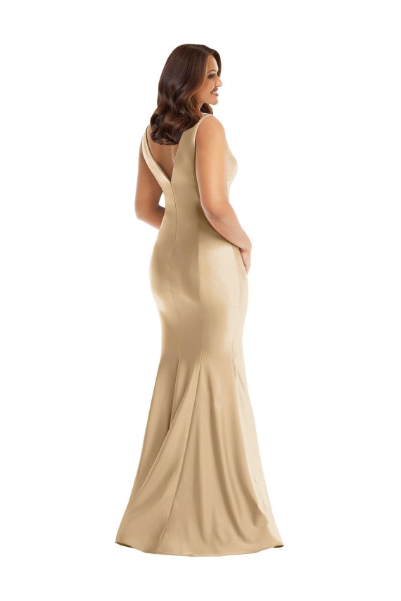 Shirred Shoulder Silky Satin Mermaid Prom Dress Clearance