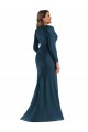 Long Sleeves Draped Wrap Silky Satin Mermaid Prom Dress with Front Slit Clearance