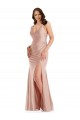 Deep V-Neck Silky Satin Mermaid Prom Dress with Side Slit Clearance
