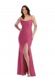 Cowl-Neck Open Tie-Back Silky Satin Mermaid Prom Dress with Frong Slit Clearance