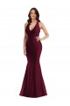 Plunge Neckline Cutout Low Back Silky Satin Mermaid Prom Dress Clearance