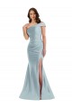 Bias-Cuff One Shoulder Silky Satin Mermaid Prom Dress with Side Slit Clearance