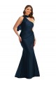 Scarf Neck One Shoulder Silky Satin Mermaid Prom Dress with Front Slit Clearance